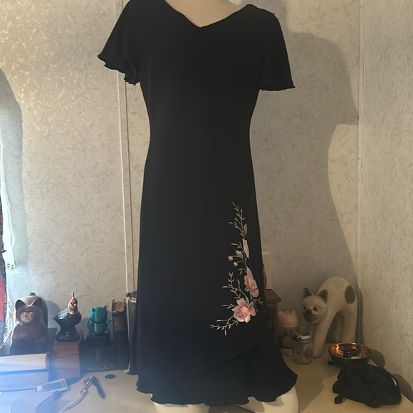 S.L. Fashions Dresses & Skirts - 3 for $30 90s Y2K made in El Salvador black dress with flower embroidery